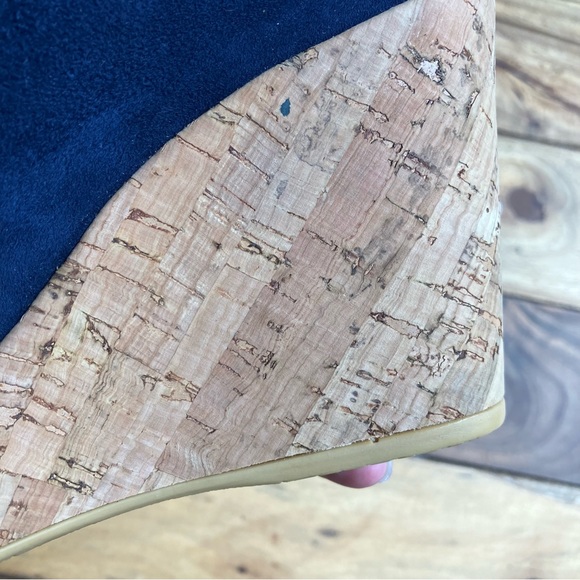 Stuart Weitzman Corkswoon Navy Blue Designer Wedges Size 7.5 - Picture 5 of 15